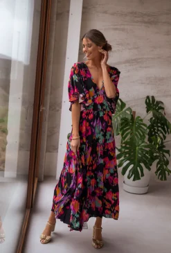 Robes-EASY-CLOTHES Robe Tilda - noire à motifsEasy Clothes Noire à motifs       