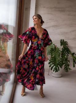 Robes-EASY-CLOTHES Robe Tilda - noire à motifsEasy Clothes Noire à motifs       