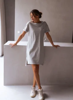 Robes-EASY-CLOTHES Robe t-shirt Adeline - griseEasy Clothes Grise       