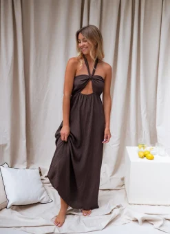 Robes-EASY-CLOTHES Robe Zineb - chocolatEasy Clothes Chocolat       