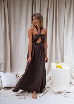 Robes-EASY-CLOTHES Robe Zineb - chocolatEasy Clothes Chocolat       