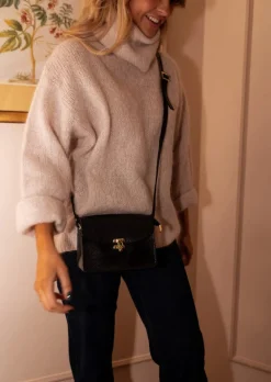 Sacs & Pochettes-EASY-CLOTHES Sac Alecia Noir - Effet Cuir - Détails DorésEasy Clothes Noir       