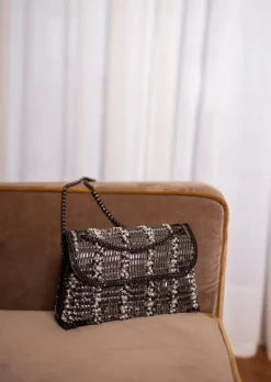 Sacs & Pochettes-EASY-CLOTHES Sac Irina - Perles Noires & Ecrues - RectangulaireEasy Clothes Avec perles noires et écrues       