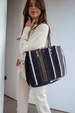 Sacs & Pochettes-EASY-CLOTHES Sac Leah - bleu foncé à lignesEasy Clothes Bleu foncé à lignes       