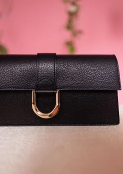 Sacs & Pochettes-EASY-CLOTHES Sac Noir Rectangulaire | Jama | Boucle dorée | Easy Clothes Noir       