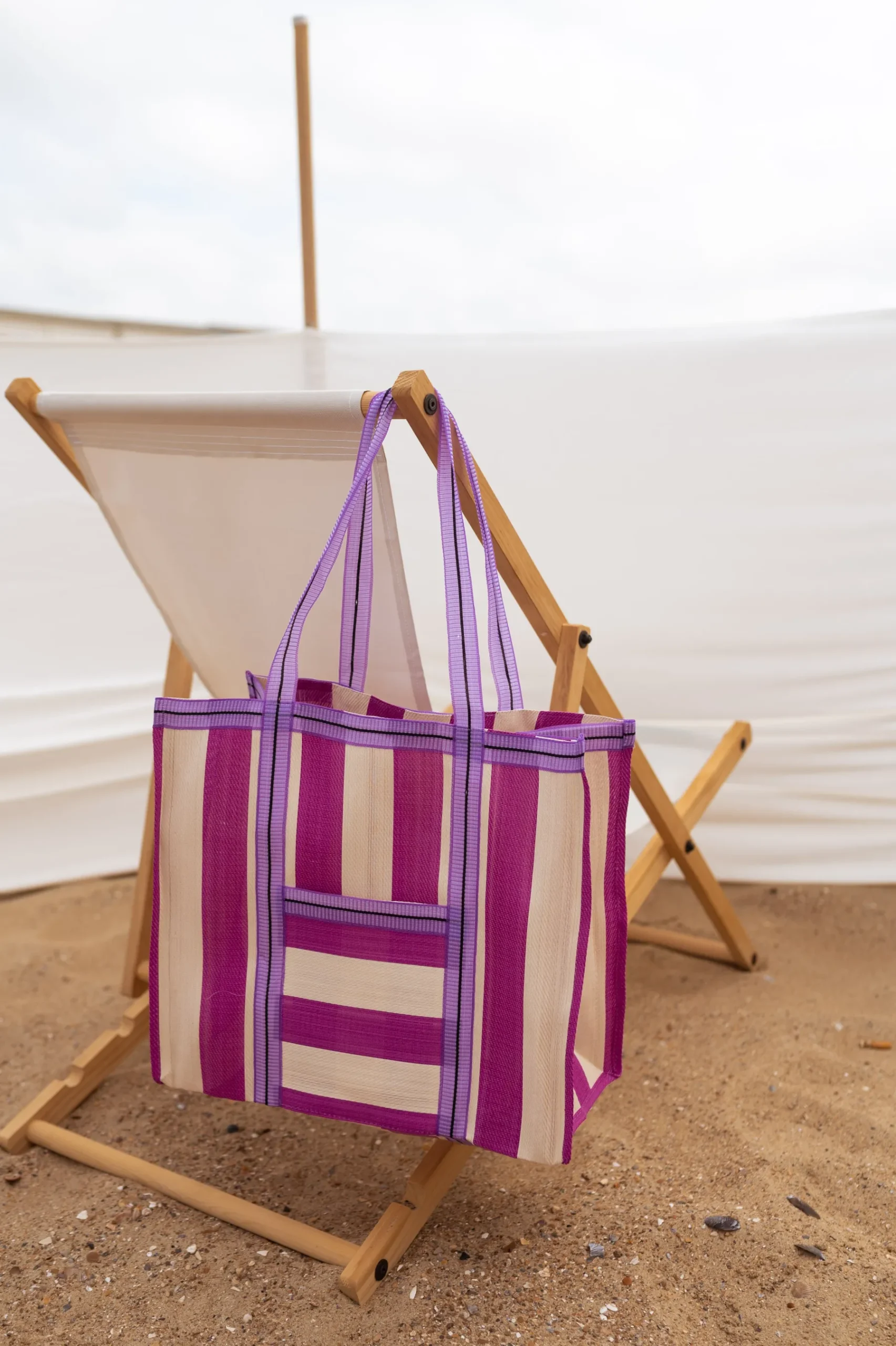 Sacs & Pochettes-EASY-CLOTHES Sac Sevana à lignes rose | Sac de plage ligné | Prêt-à-porter en ligne | Easy Clothes Rose