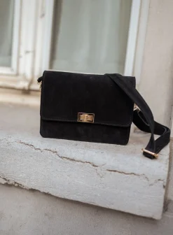 Sacs & Pochettes-EASY-CLOTHES Sac Trika noir en daim | Sac à bandoulière | Prêt-à-porter en ligne | Easy Clothes Noir en daim       