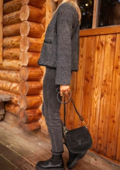 Sacs & Pochettes-EASY-CLOTHES Sac Willow - Noir - Cuir & DaimEasy Clothes Noir