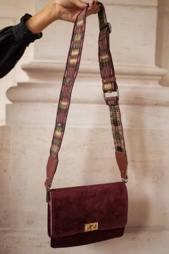 Sacs & Pochettes-EASY-CLOTHES Sangle de sac Lysea - bordeaux à motifsEasy Clothes Bordeaux à motifs       