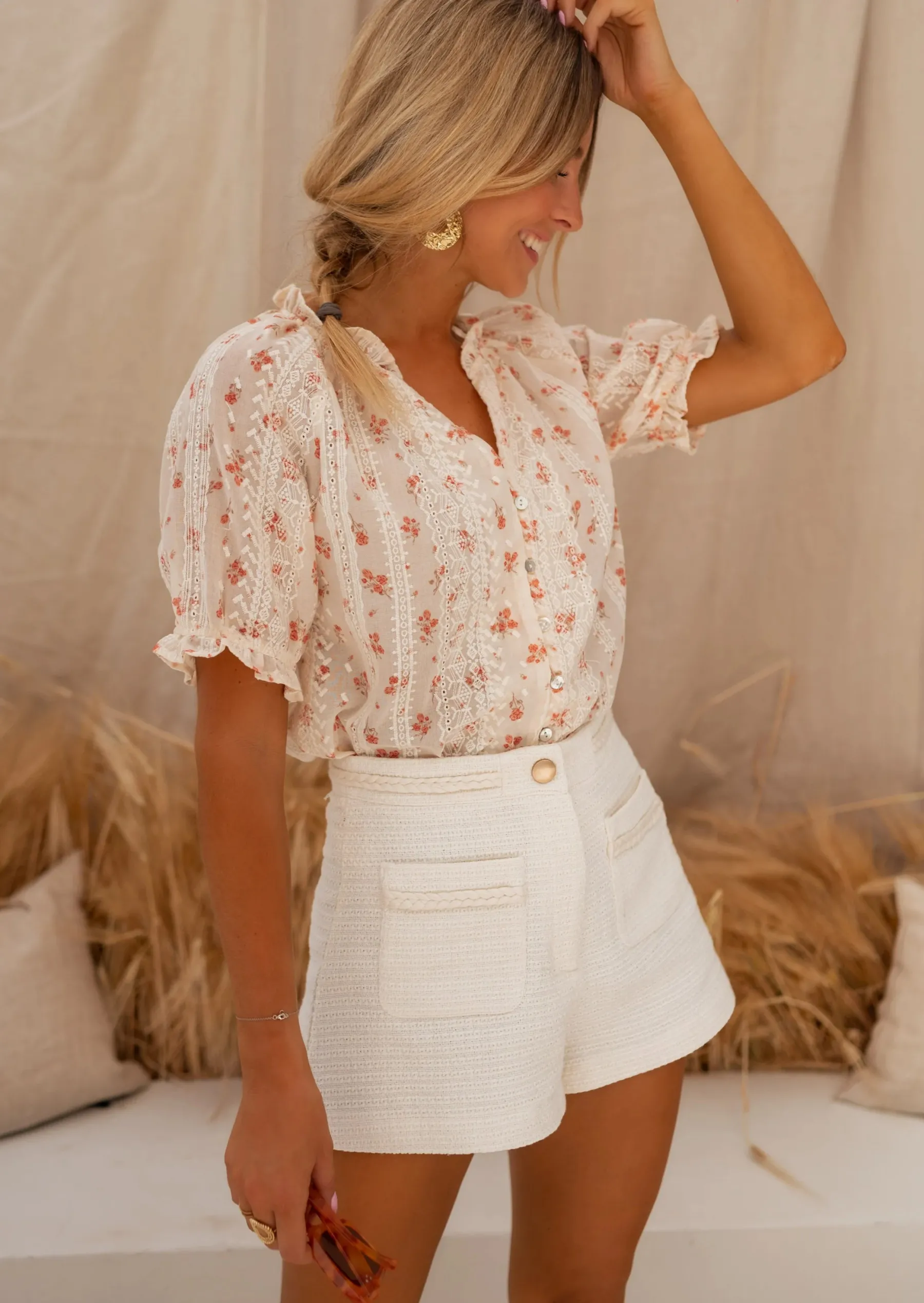 Jupes & Shorts-EASY-CLOTHES Short Adrian Écru - Tendance & Chic - Easy Clothes Écru