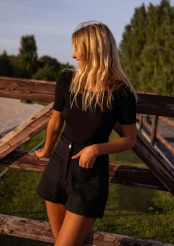 Jupes & Shorts-EASY-CLOTHES Short Adrian Noir - Effet Tweed - Vêtements FemmeEasy Clothes Noir       