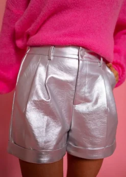 Jupes & Shorts-EASY-CLOTHES Short Argenté Julian | Vêtements Femme | Easy Clothes Argenté       