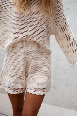 Jupes & Shorts-EASY-CLOTHES Short Cola - écru en crochetEasy Clothes Écru en crochet