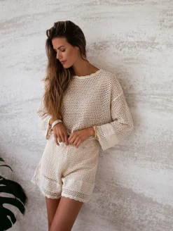 Jupes & Shorts-EASY-CLOTHES Short Cola - écru en crochetEasy Clothes Écru en crochet       