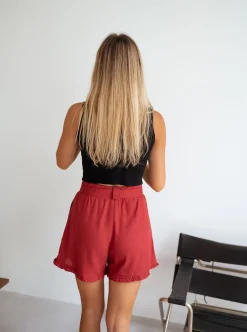 Jupes & Shorts-EASY-CLOTHES Short Dorian - terracotta en linEasy Clothes Terracotta en lin       