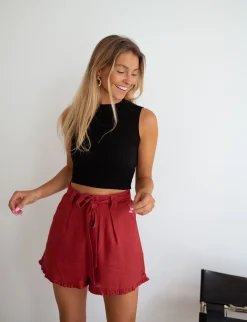 Jupes & Shorts-EASY-CLOTHES Short Dorian - terracotta en linEasy Clothes Terracotta en lin       