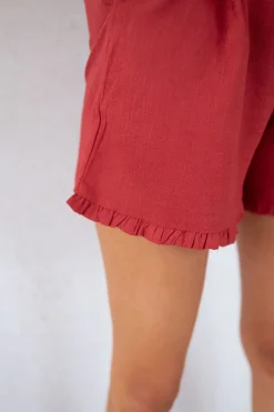 Jupes & Shorts-EASY-CLOTHES Short Dorian - terracotta en linEasy Clothes Terracotta en lin       