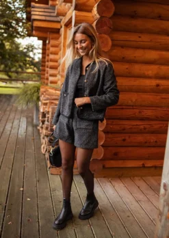 Jupes & Shorts-EASY-CLOTHES Short Edgard - Chiné - Noir & GrisEasy Clothes Chiné noir et gris       