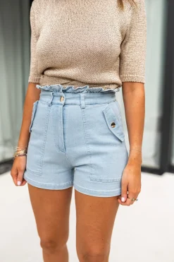 Jupes & Shorts-EASY-CLOTHES Short Evora - en jeans bleuEasy Clothes En jeans bleu