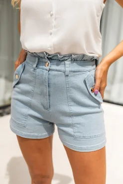 Jupes & Shorts-EASY-CLOTHES Short Evora - en jeans bleuEasy Clothes En jeans bleu       