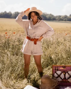 Jupes & Shorts-EASY-CLOTHES Short Irini - beige en linEasy Clothes Beige en lin       