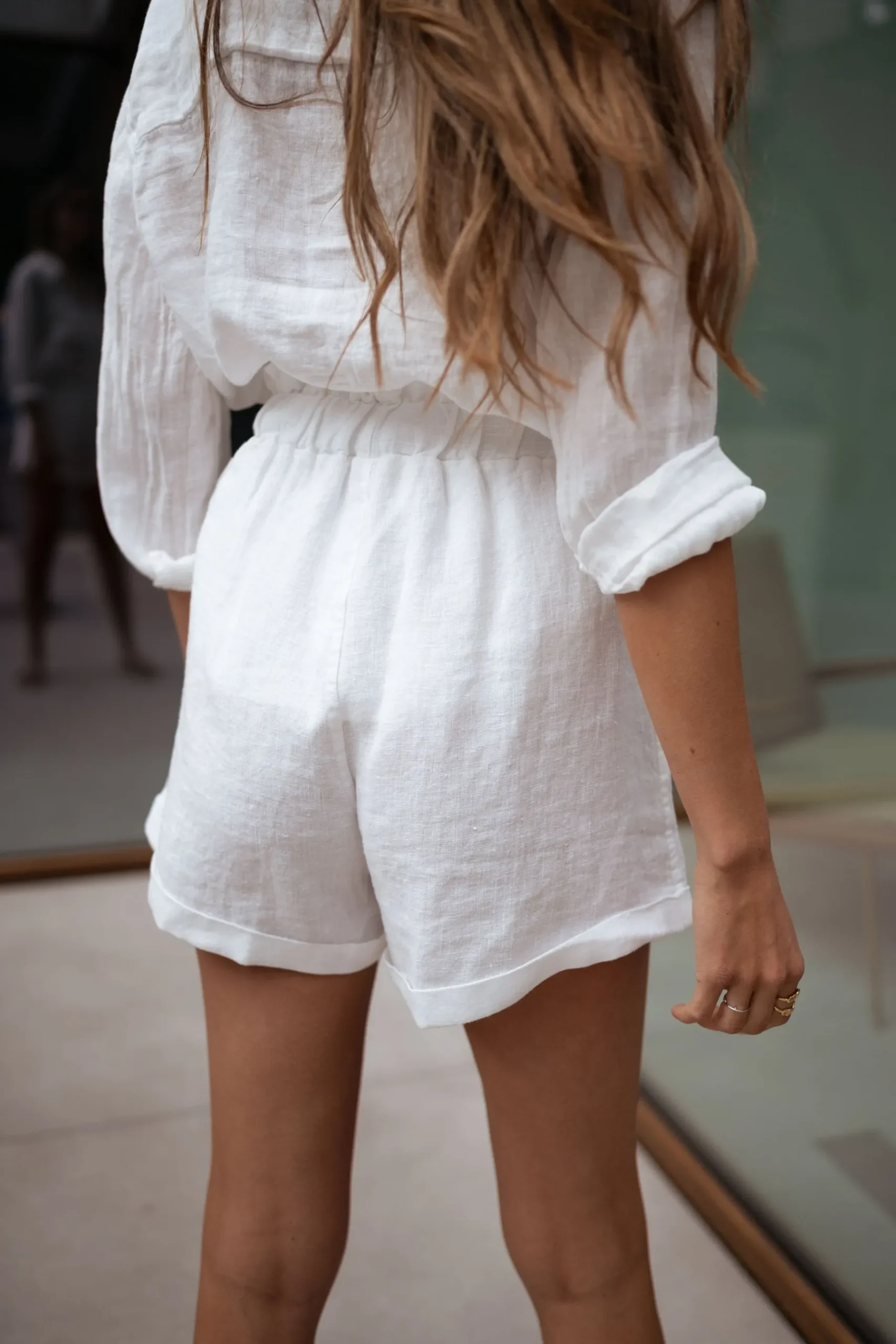 Jupes & Shorts-EASY-CLOTHES Short Irini - blanc en linEasy Clothes Blanc en lin