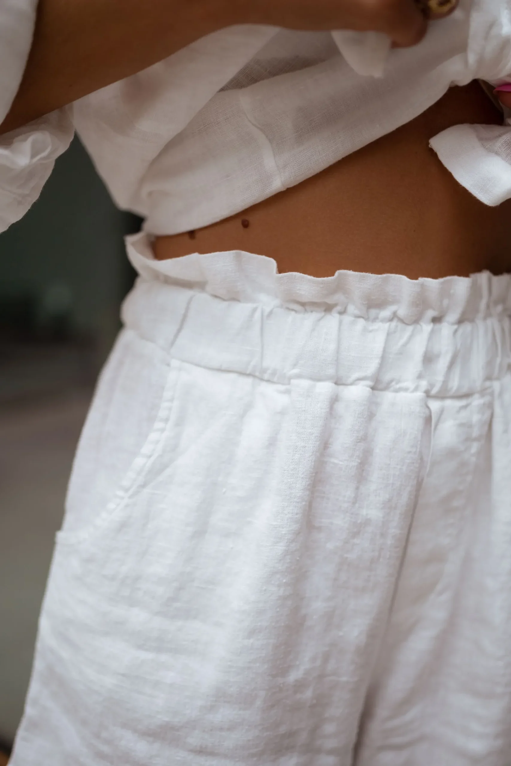 Jupes & Shorts-EASY-CLOTHES Short Irini - blanc en linEasy Clothes Blanc en lin
