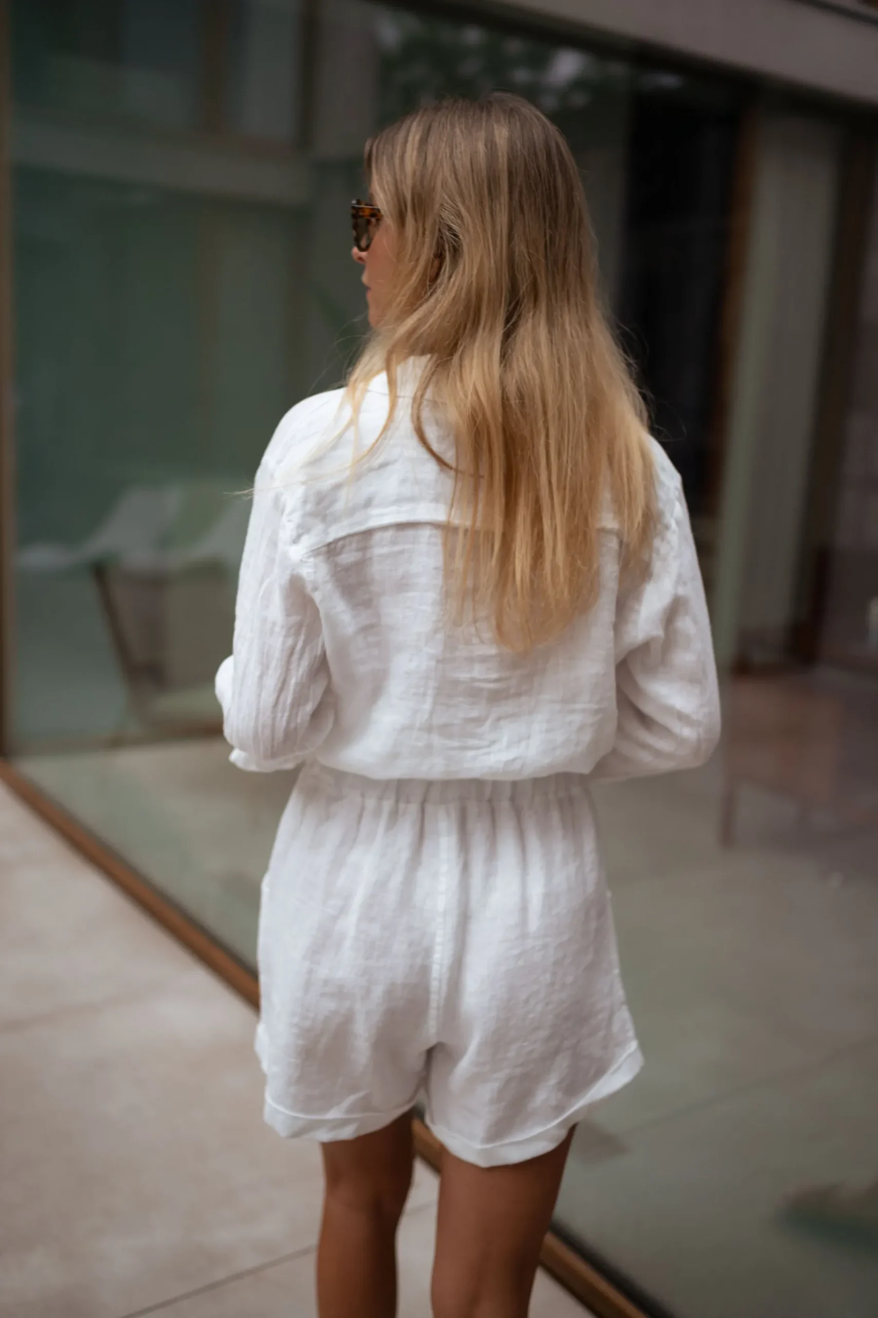 Jupes & Shorts-EASY-CLOTHES Short Irini - blanc en linEasy Clothes Blanc en lin