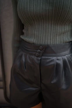Jupes & Shorts-EASY-CLOTHES Short Lison - noir en simili cuirEasy Clothes Noir en simili cuir