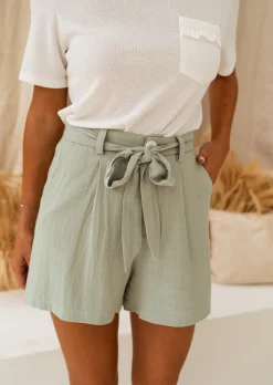 Jupes & Shorts-EASY-CLOTHES Short Nadia Kaki | Coton | Vêtements Easy Clothes Kaki