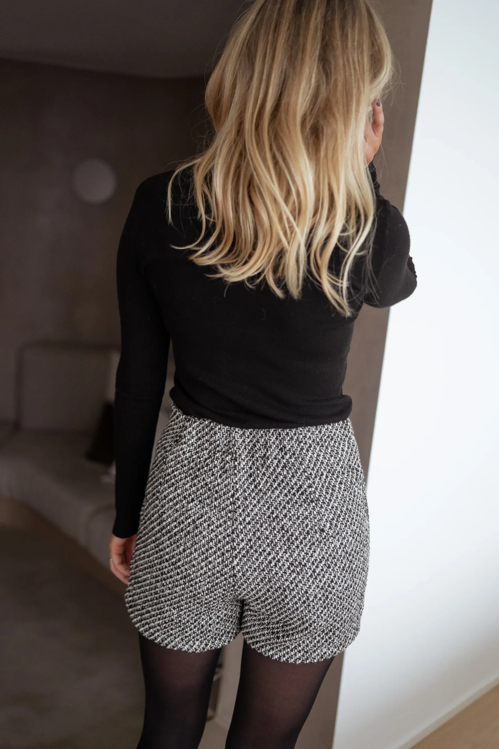 Jupes & Shorts-EASY-CLOTHES Short Roman - en tweed noir et blancEasy Clothes En tweed noir et blanc
