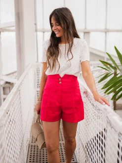 Jupes & Shorts-EASY-CLOTHES Short Rostie CREATION - rougeEasy Clothes Rouge