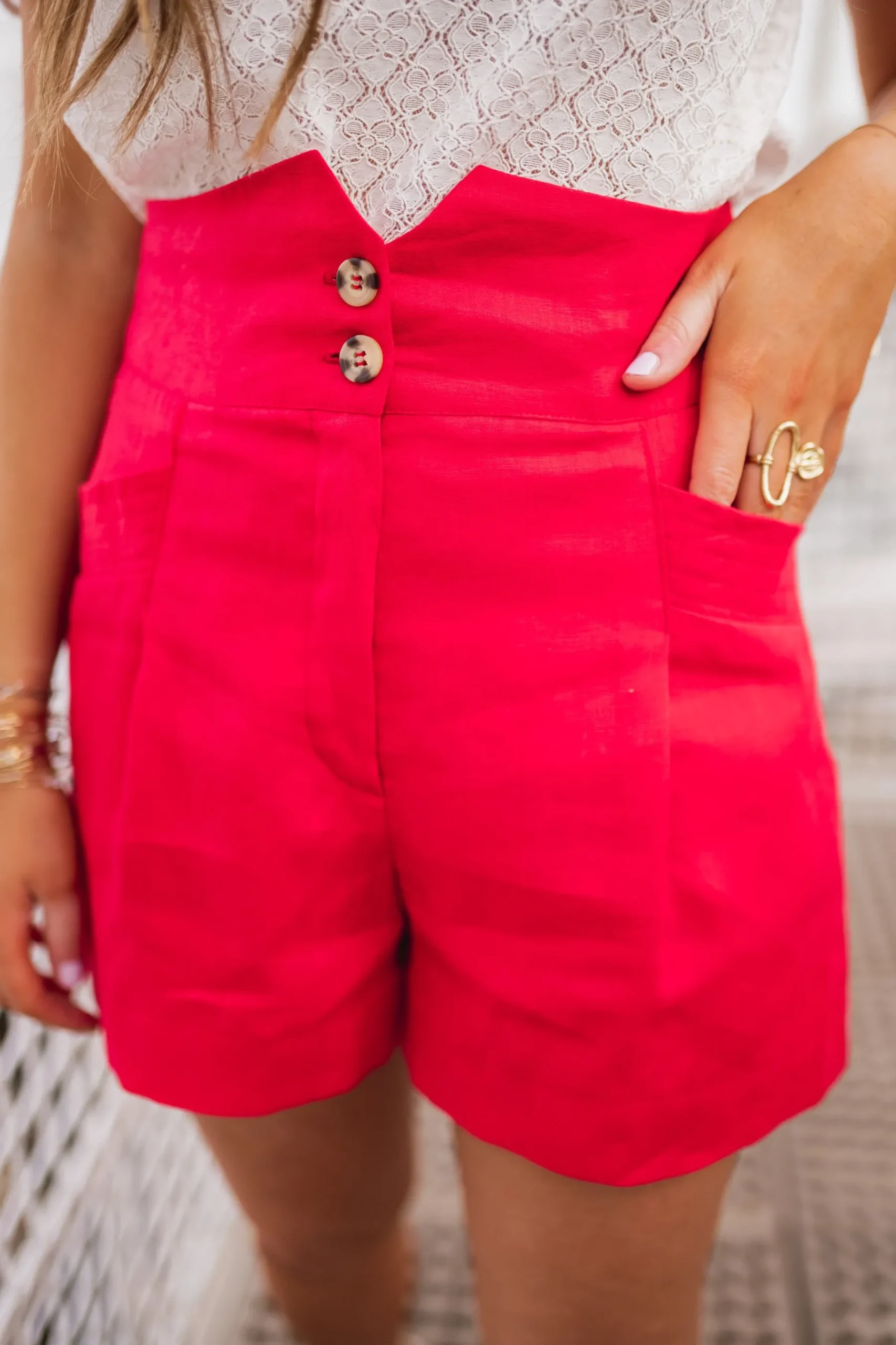 Jupes & Shorts-EASY-CLOTHES Short Rostie CREATION - rougeEasy Clothes Rouge
