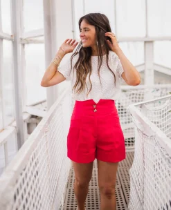 Jupes & Shorts-EASY-CLOTHES Short Rostie CREATION - rougeEasy Clothes Rouge