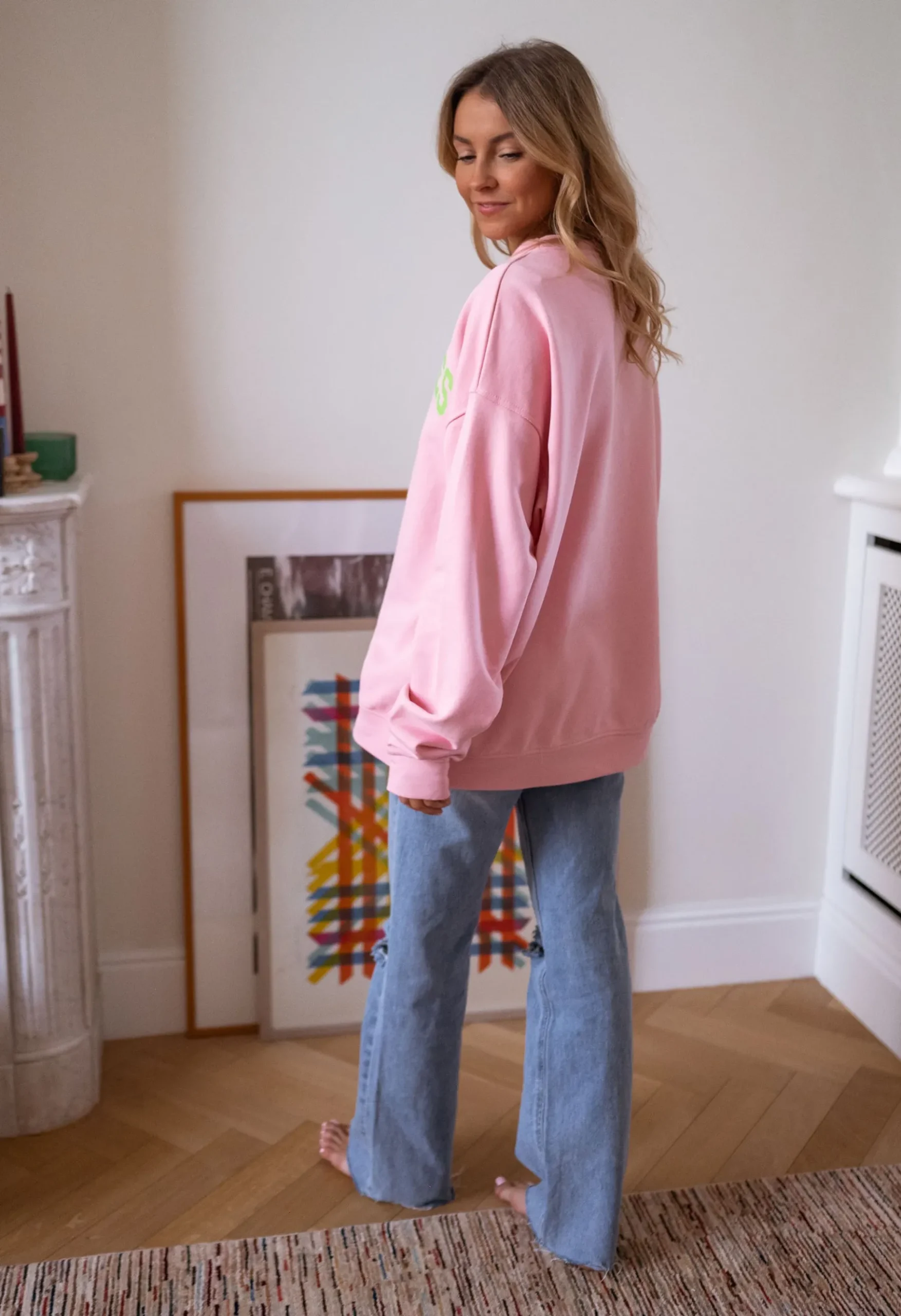 Pulls & Gilets-EASY-CLOTHES Sweat Los angeles - rose et vertEasy Clothes Rose et vert