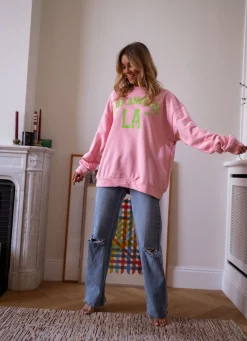 Pulls & Gilets-EASY-CLOTHES Sweat Los angeles - rose et vertEasy Clothes Rose et vert
