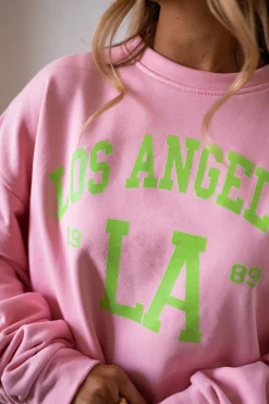 Pulls & Gilets-EASY-CLOTHES Sweat Los angeles - rose et vertEasy Clothes Rose et vert