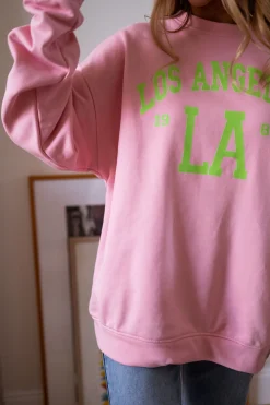 Pulls & Gilets-EASY-CLOTHES Sweat Los angeles - rose et vertEasy Clothes Rose et vert