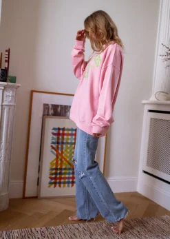 Pulls & Gilets-EASY-CLOTHES Sweat Los angeles - rose et vertEasy Clothes Rose et vert