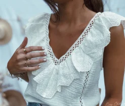 Tops & T-shirts-EASY-CLOTHES Top Beatrice - blancEasy Clothes Blanc       