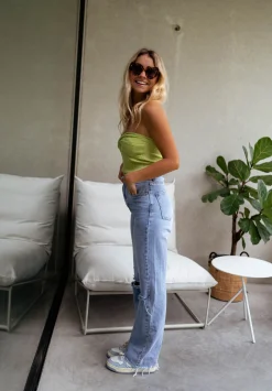 Tops & T-shirts-EASY-CLOTHES Top bustier Neil olive | Top bustier noué | Prêt-à-porter en ligne | Easy Clothes Olive       
