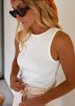 Tops & T-shirts-EASY-CLOTHES Top Carly blanc | Top blanc basique | Prêt-à-porter en ligne | Easy Clothes Blanc