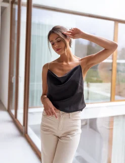 Tops & T-shirts-EASY-CLOTHES Top Fyna - noirEasy Clothes Noir       