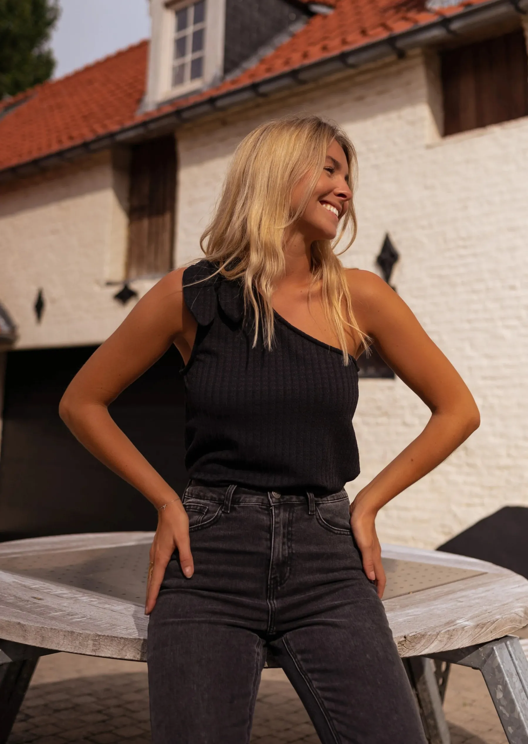 Tops & T-shirts-EASY-CLOTHES Top Haby - Tressage Noir - DouxEasy Clothes Noir
