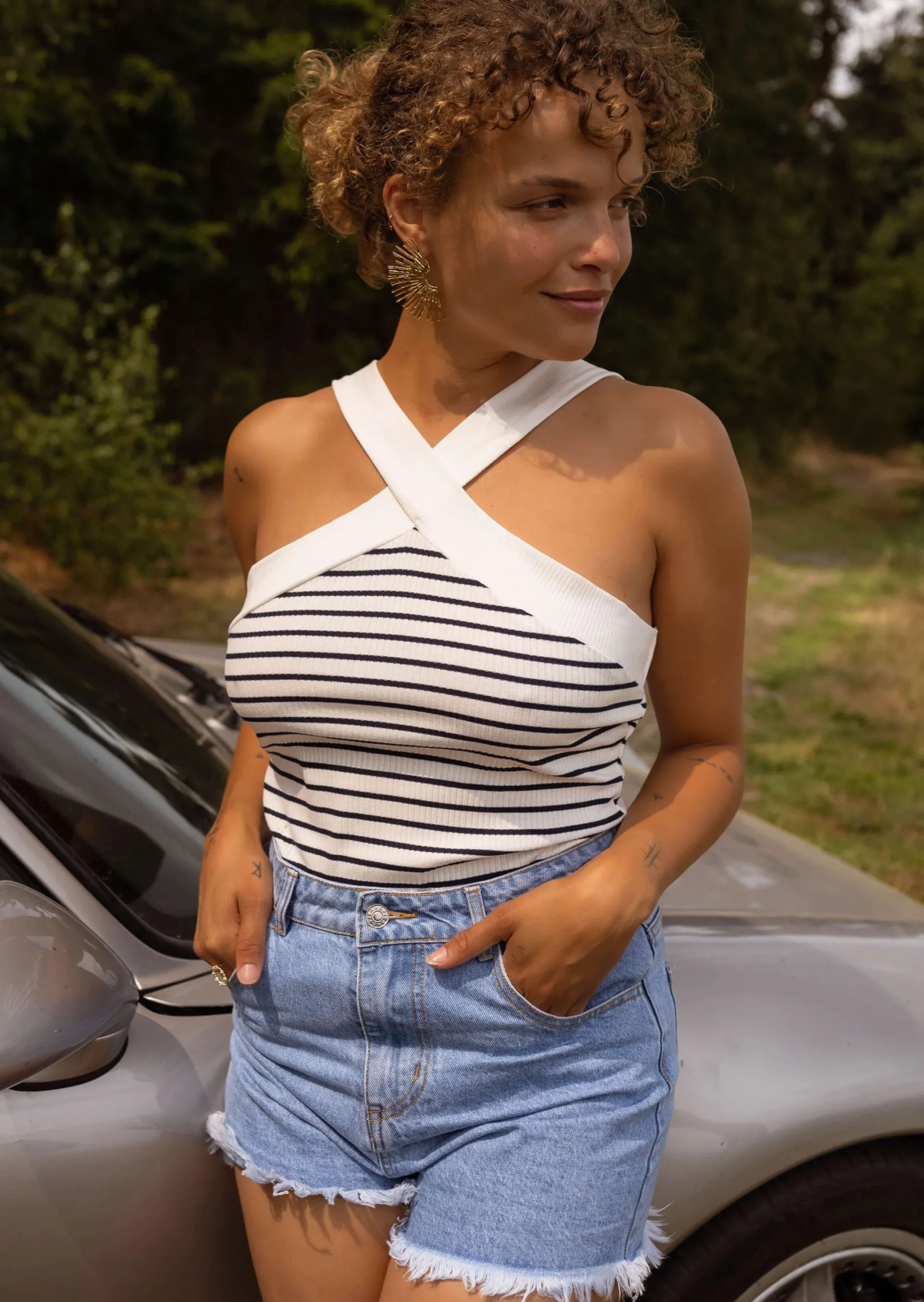 Tops & T-shirts-EASY-CLOTHES Top Ivona - Écru - Élastique & TendanceEasy Clothes Écru