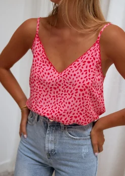 Tops & T-shirts-EASY-CLOTHES Top Julia Rose - À Motifs - Fluide - Vêtements FemmeEasy Clothes Rose       