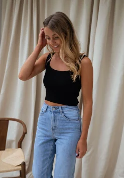 Tops & T-shirts-EASY-CLOTHES Top Kara noir | Top carré | Prêt-à-porter en ligne | Easy Clothes Noir       
