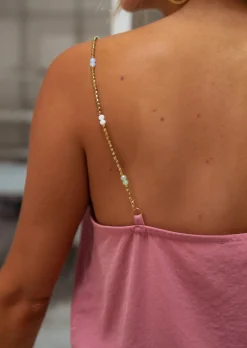 Tops & T-shirts-EASY-CLOTHES Top Lacty - Vieux Rose - Bretelles à Perles - Vêtements FemmeEasy Clothes Vieux rose       