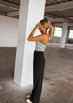 Tops & T-shirts-EASY-CLOTHES Top Marshall ligné écru et noir | Top bandeau ligné | Prêt-à-porter en ligne | Easy Clothes Écru et noir       