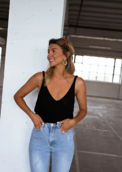 Tops & T-shirts-EASY-CLOTHES Top Neda noir effet laine | Top transparent en mailles | Prêt-à-porter en ligne | Easy Clothes Noir effet laine       